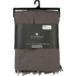 Atmosphera Créateur D'Intérieur Jeté de lit en coton - gris 230x250 cm - Atmosphera