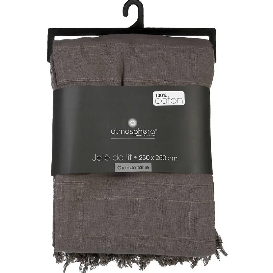 Atmosphera Créateur D'Intérieur Jeté de lit en coton - gris 230x250 cm - Atmosphera