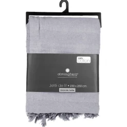 Atmosphera Créateur D'Intérieur Jeté de lit en coton - gris clair 230x250 cm - Atmosphera