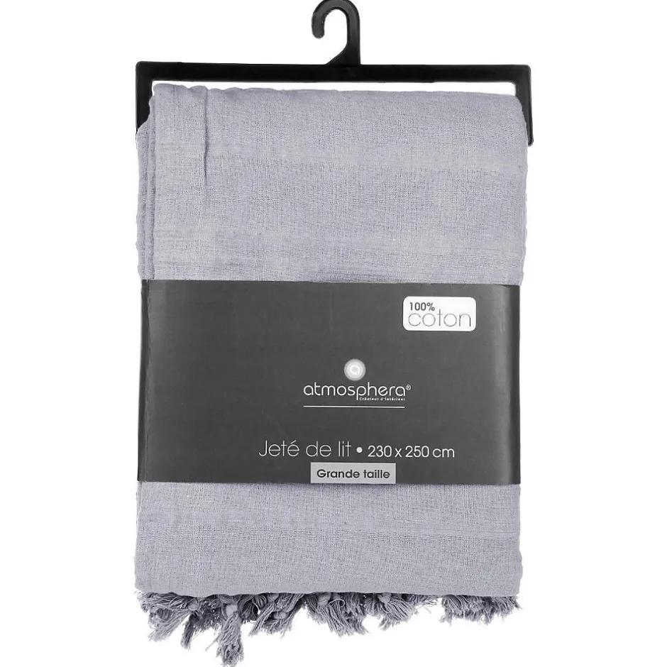 Atmosphera Créateur D'Intérieur Jeté de lit en coton - gris clair 230x250 cm - Atmosphera
