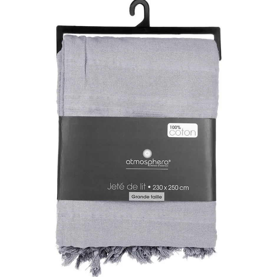 Atmosphera Créateur D'Intérieur Jeté de lit en coton - gris clair 230x250 cm - Atmosphera