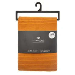Atmosphera Créateur D'Intérieur Jeté de lit en coton - jaune moutarde 160x220 cm - Atmosphera Clearance
