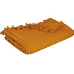Atmosphera Créateur D'Intérieur Jeté de lit en coton - jaune moutarde 160x220 cm - Atmosphera Clearance