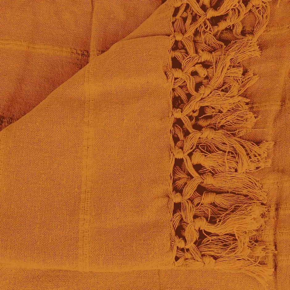 Atmosphera Créateur D'Intérieur Jeté de lit en coton - jaune moutarde 160x220 cm - Atmosphera Clearance