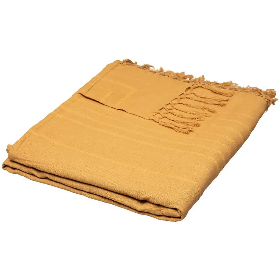 Atmosphera Créateur D'Intérieur Jeté de lit en coton - jaune moutarde 230x250 cm - Atmosphera