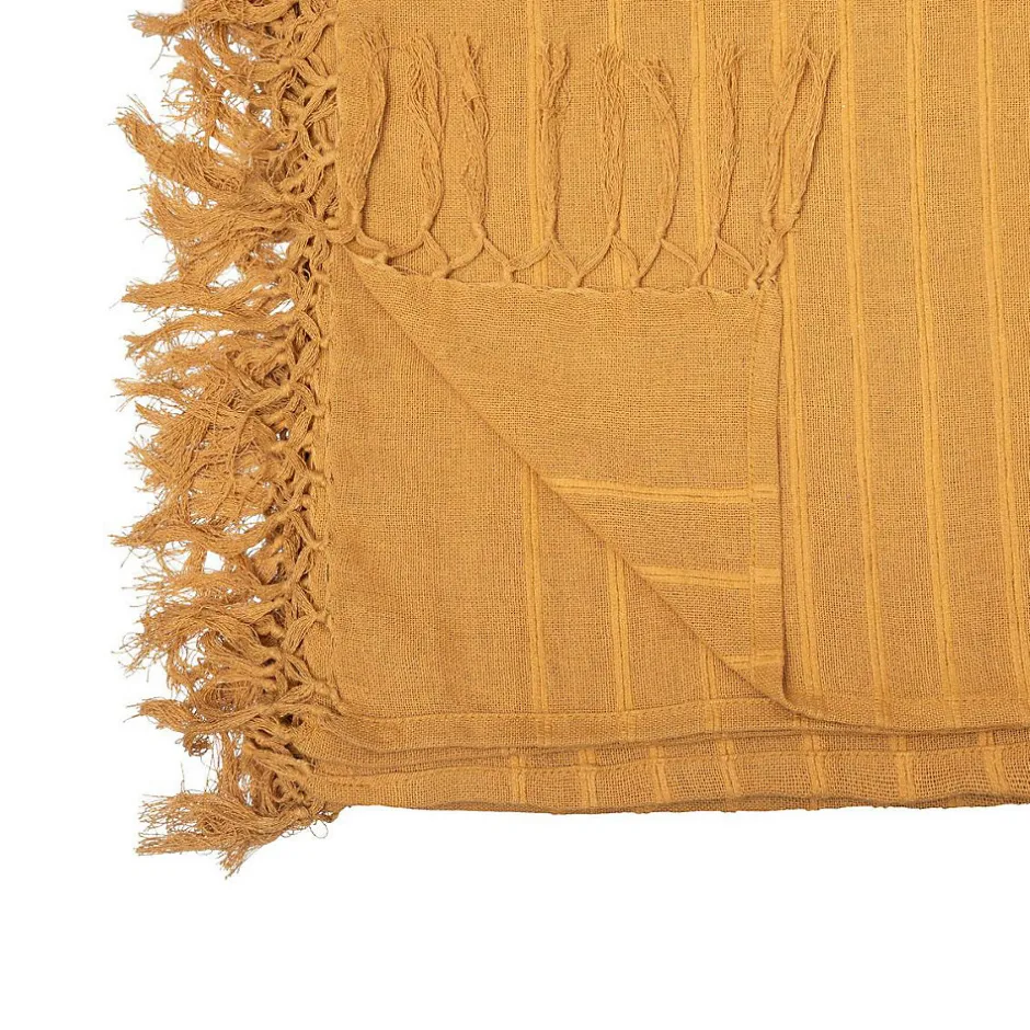Atmosphera Créateur D'Intérieur Jeté de lit en coton - jaune moutarde 230x250 cm - Atmosphera
