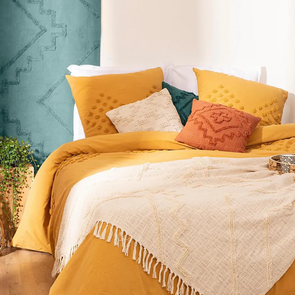 Atmosphera Créateur D'Intérieur Jeté de lit Inca en coton tufté - ivoire 130x180 cm - Atmosphera Best