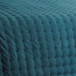 Linder Jeté de lit matelassé et uni (250x260 cm - Bleu)