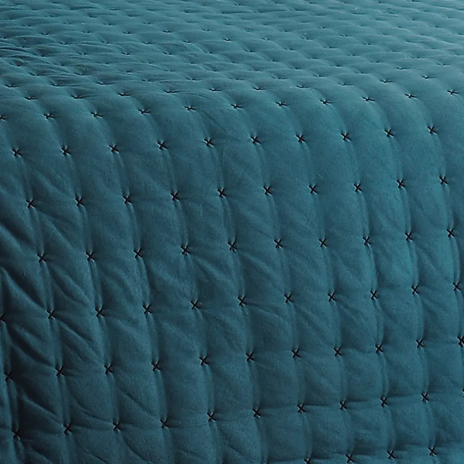 Linder Jeté de lit matelassé et uni (230x250 cm - Bleu)