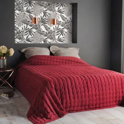 Linder Jeté de lit matelassé et uni (250x260 cm - Rouge)