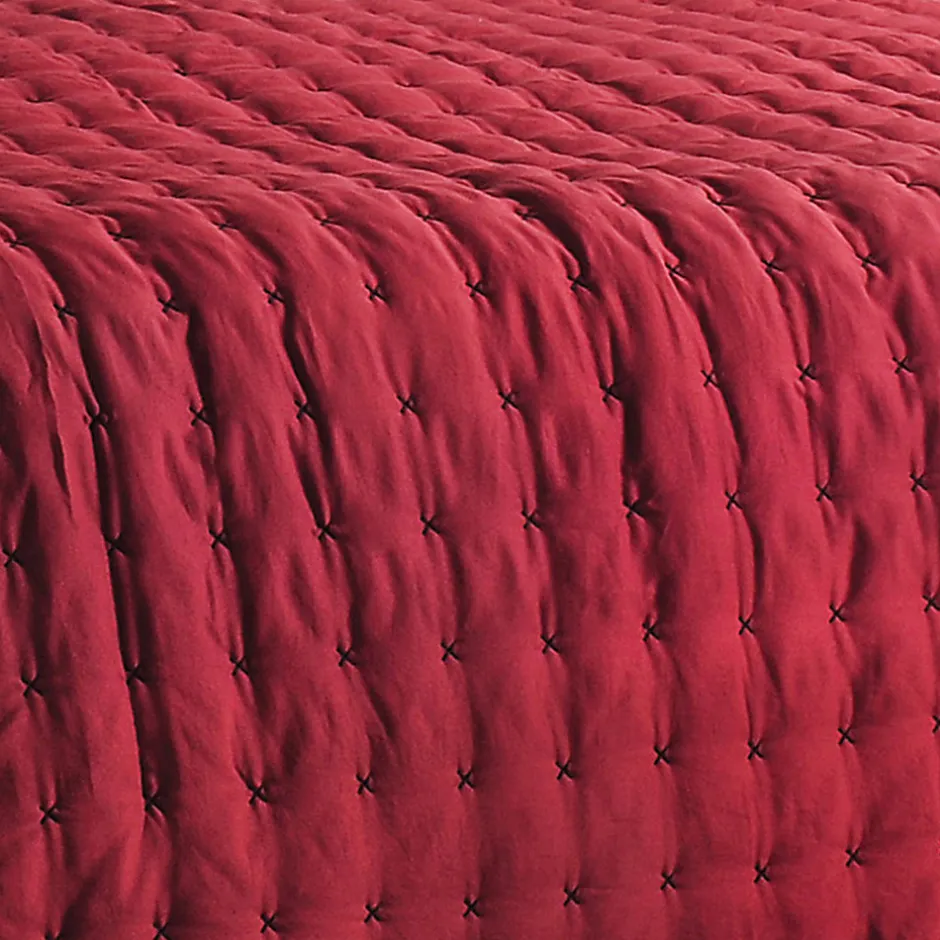 Linder Jeté de lit matelassé et uni (250x260 cm - Rouge)