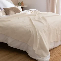 Atmosphera Créateur D'Intérieur Jeté de lit Pollie coton 220x240cm- Beige- Atmosphera Best