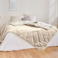 Toison d'Or Jeté de lit réversible en velours et microfibre (150x200 cm - Ivoire) New