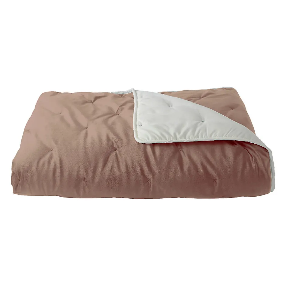 Toison d'Or Jeté de lit réversible en velours et microfibre (150x200 cm - Taupe)