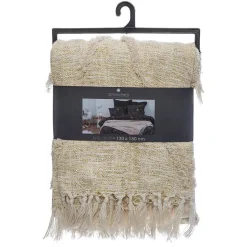Atmosphera Créateur D'Intérieur Jeté de lit Shine en coton & lurex - ivoire 130x180 cm - Atmosphera