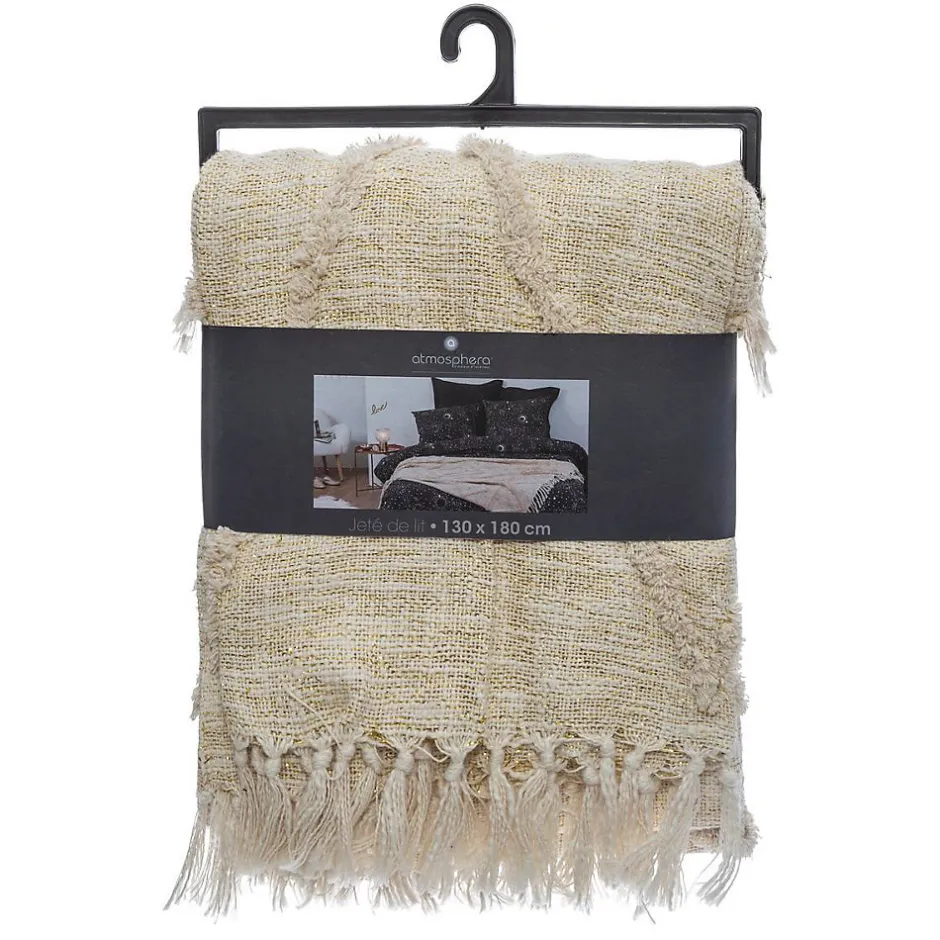 Atmosphera Créateur D'Intérieur Jeté de lit Shine en coton & lurex - ivoire 130x180 cm - Atmosphera