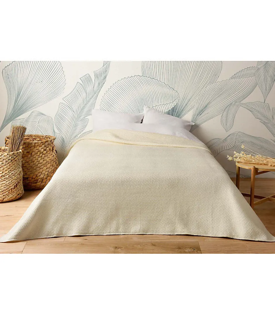 Linder Jeté de lit uni 100% polyester "Hawai" - 180x240cm - Ivoire Best