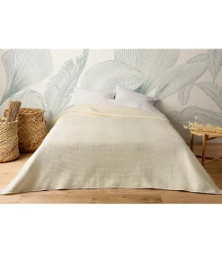 Linder Jeté de lit uni 100% polyester "Hawai" - 250x260cm - Ivoire Hot
