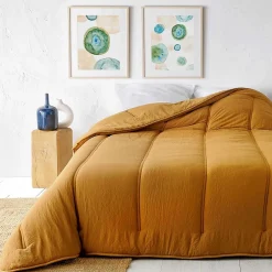 Linder Jeté de lit uni (240x260 cm - Jaune Curry)