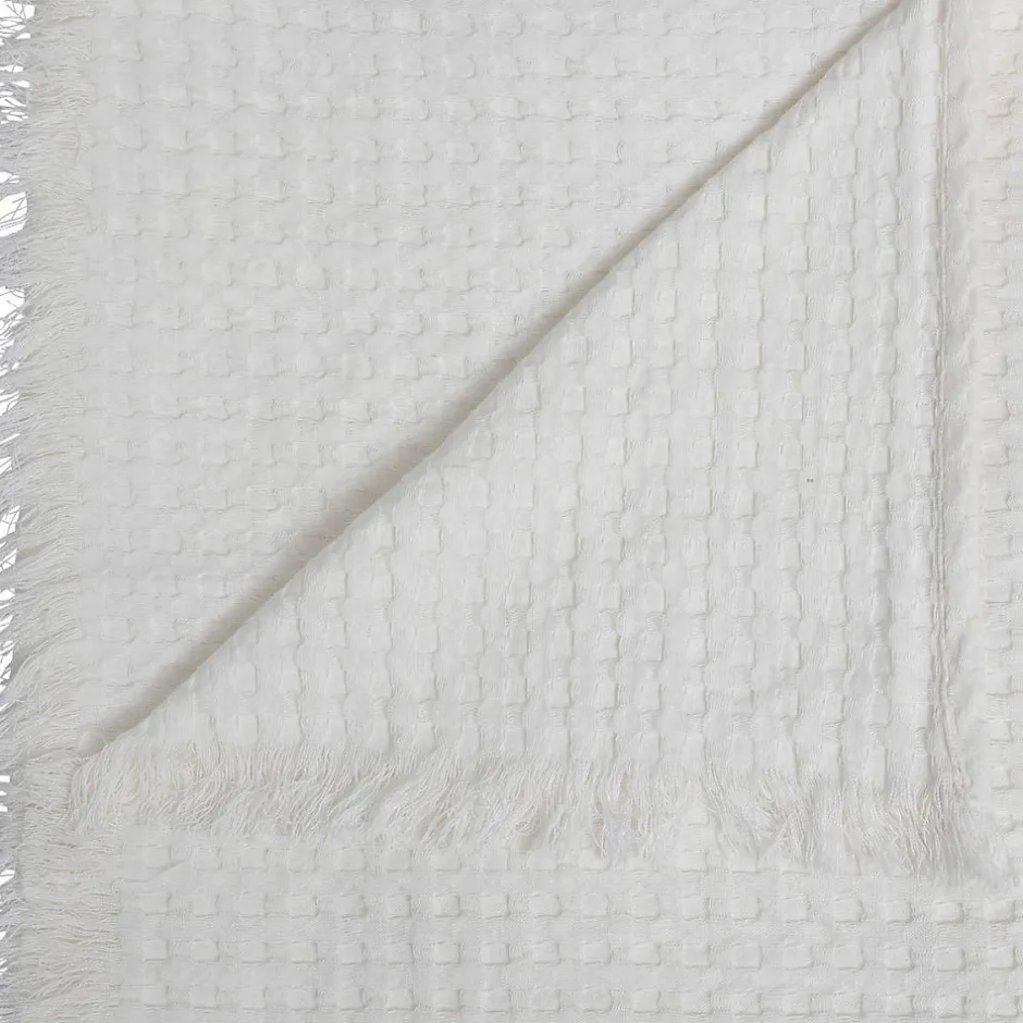Atmosphera Créateur D'Intérieur Jeté de lit Widdy coton 130x180cm blanc - Atmosphera