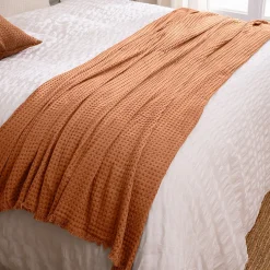 Atmosphera Créateur D'Intérieur Jeté de lit Widdy coton 130x180cm rose terracotta - Atmosphera
