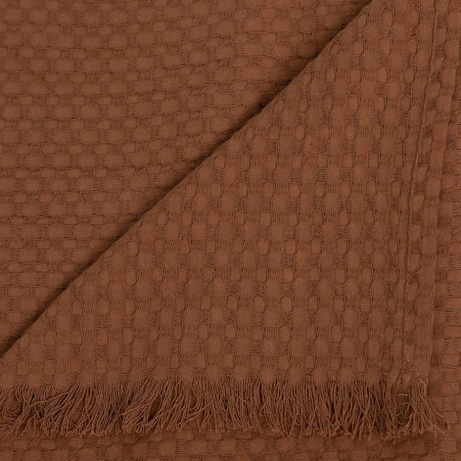 Atmosphera Créateur D'Intérieur Jeté de lit Widdy coton 130x180cm rose terracotta - Atmosphera