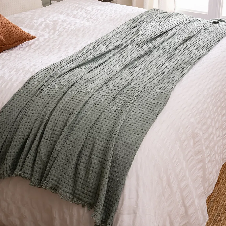 Atmosphera Créateur D'Intérieur Jeté de lit Widdy coton 130x180cm vert céladon - Atmosphera Sale