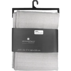 Atmosphera Créateur D'Intérieur Jeté de lit 160x220 gris clair coton