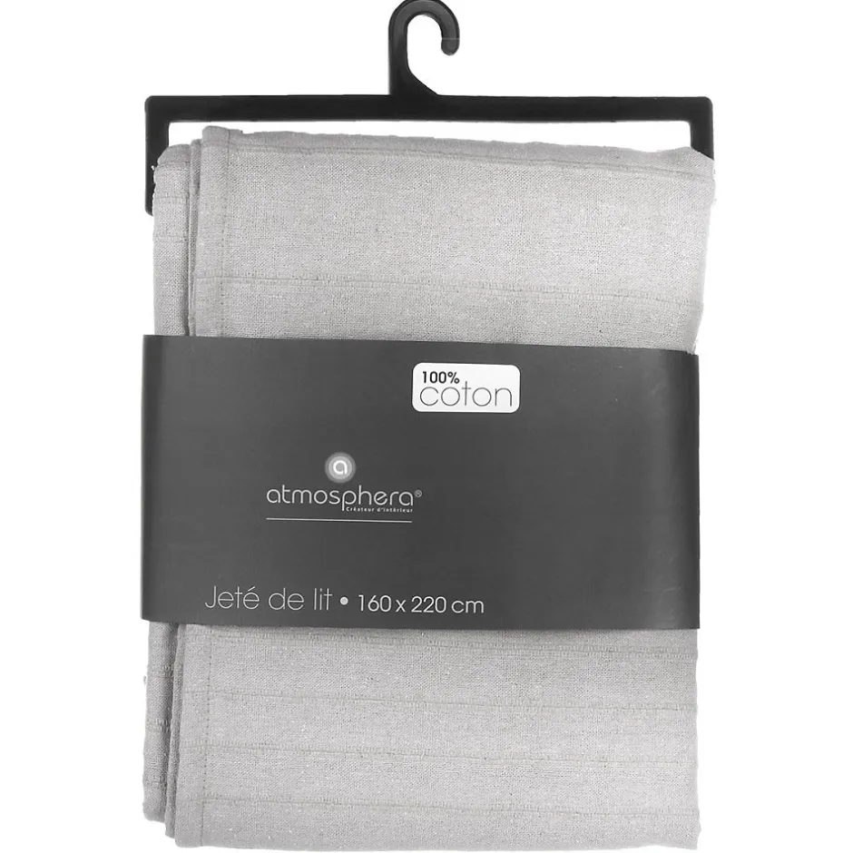 Atmosphera Créateur D'Intérieur Jeté de lit 160x220 gris clair coton