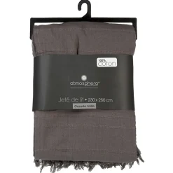 Atmosphera Créateur D'Intérieur Jeté de lit 230x250 gris coton