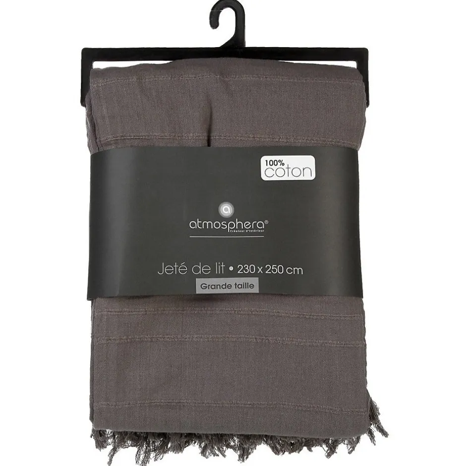 Atmosphera Créateur D'Intérieur Jeté de lit 230x250 gris coton