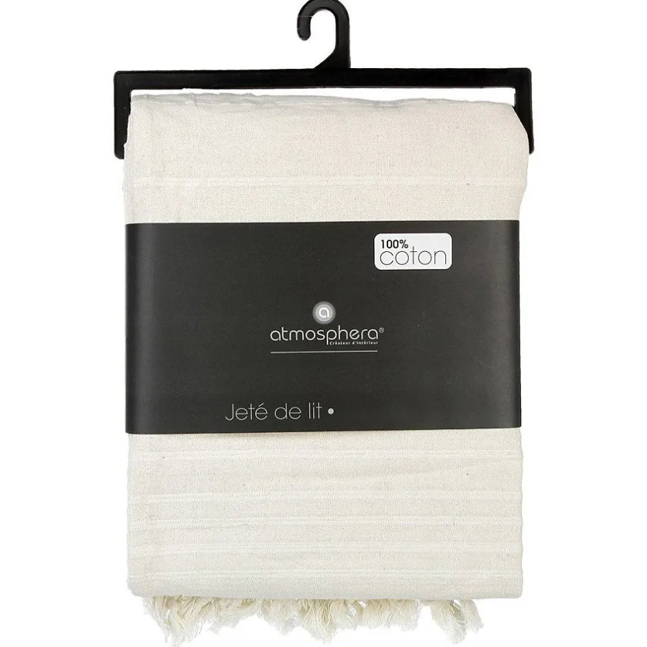 Atmosphera Créateur D'Intérieur Jeté de lit 230x250 ivoire coton Clearance