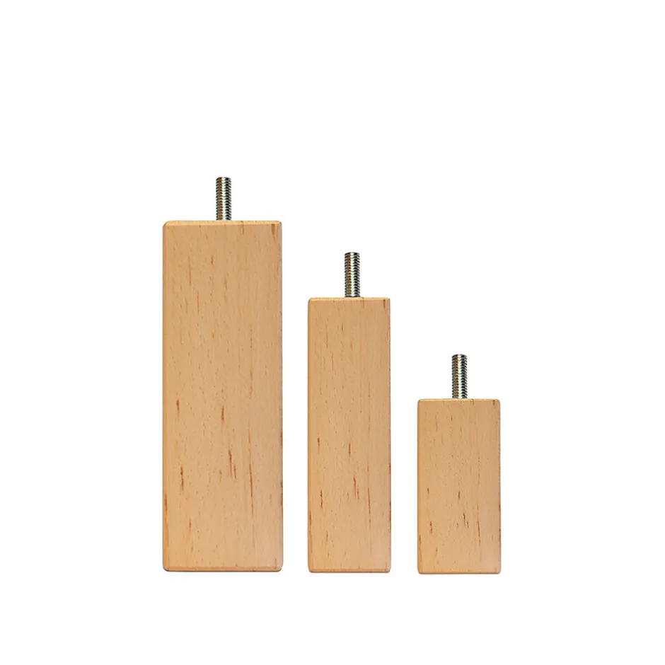 Bellecour Jeu de 4 pieds de lit carrés en bois Hauteur 20 cm