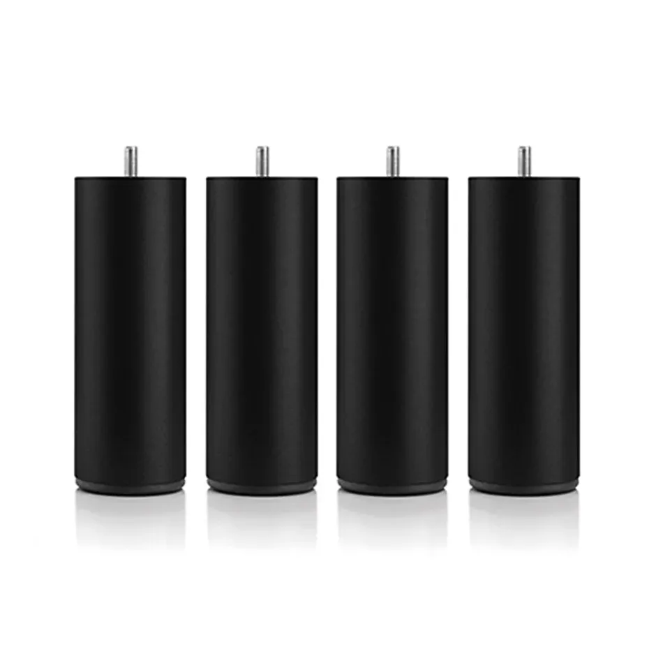 Bellecour Jeu de pieds de lit cylindriques en métal Noirs Hauteur 16 cm (lot de 4) Clearance
