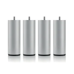 Bellecour Jeu de pieds de lit cylindriques en métal Gris Hauteur 16 cm (lot de 4)