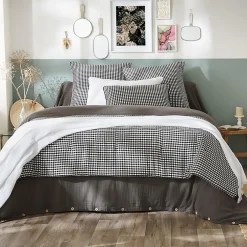 Altobuy JOEL - Chemin de Lit 90x200cm Gaze de Coton Vichy Coloris Truffe Online