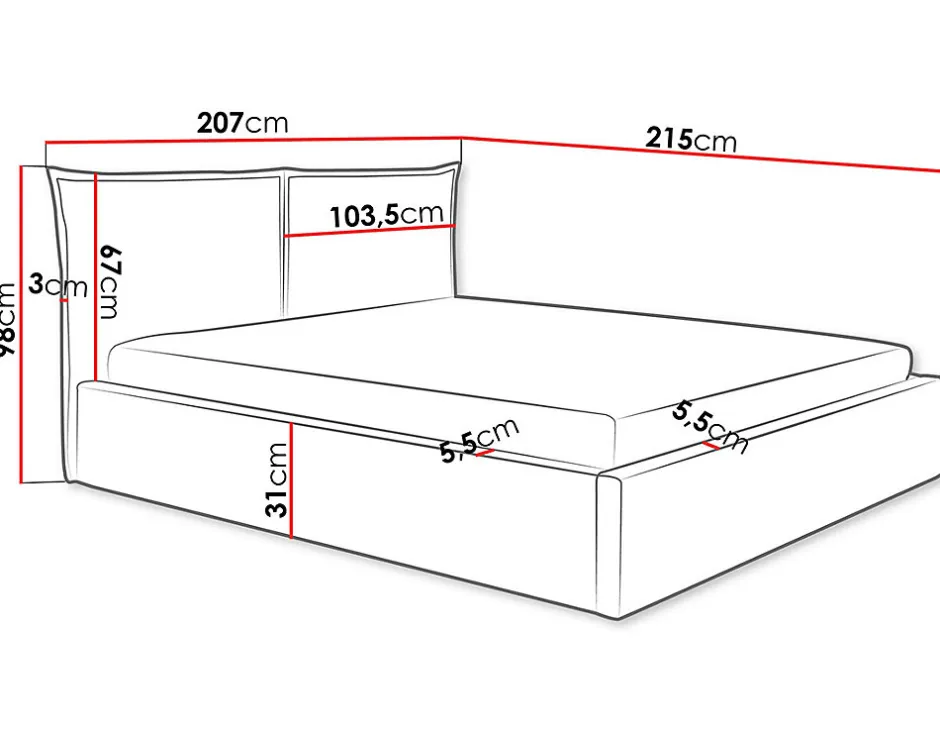 Best Mobilier John - lit coffre - 180x200 cm - en velours - sommier inclus -