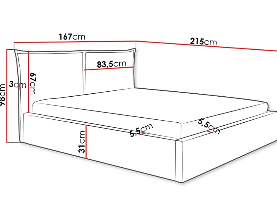 Best Mobilier John - lit coffre - 140x200 cm - en velours - sommier inclus - Hot