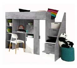 Enfant Abiks Meble KONKRET 14 Lit superposé 247/165/120 (béton/blanc)