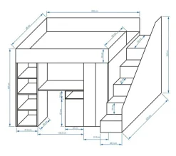 Enfant Abiks Meble KONKRET 14 Lit superposé 247/165/120 (béton/blanc)