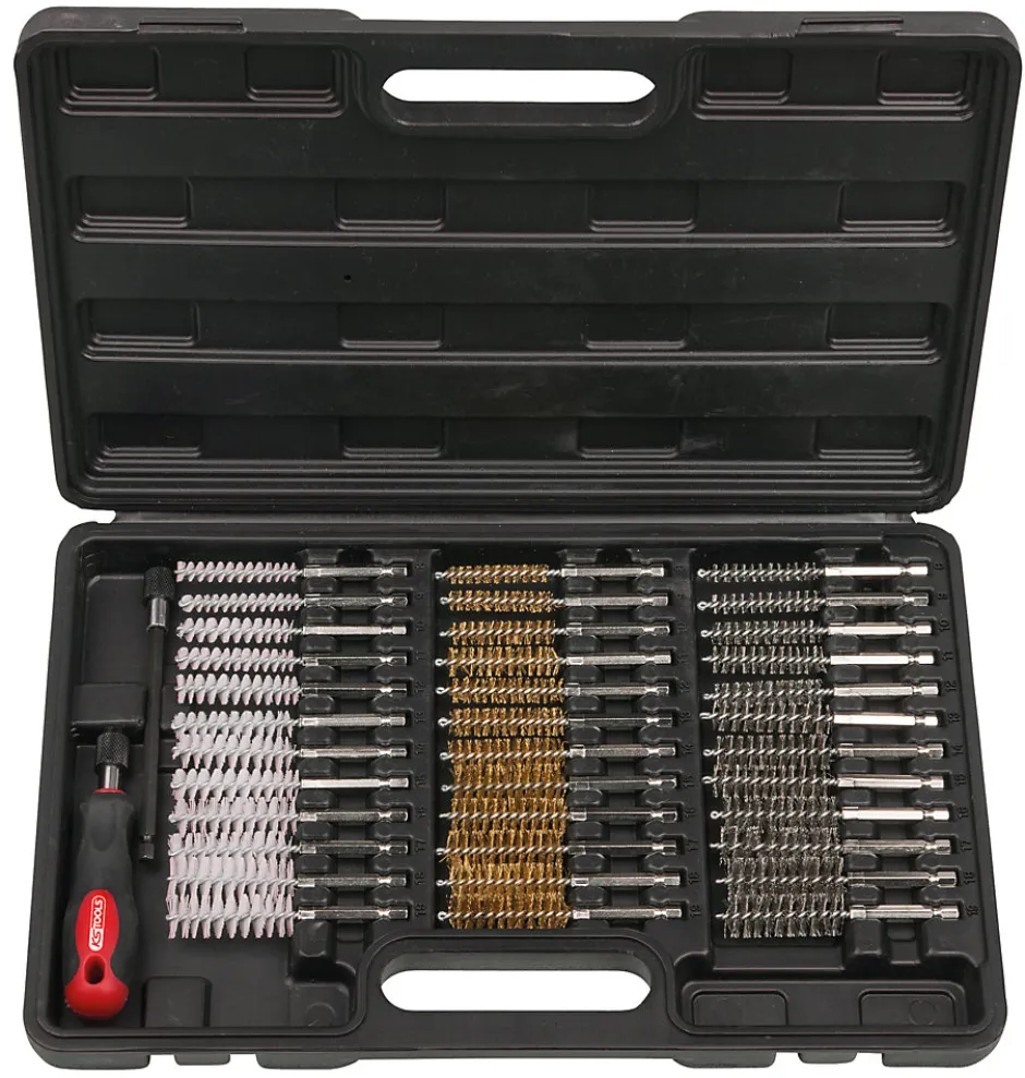 Ks Tools - 340.0010 - Jeu de brosses de nettoyage pour puit de bougie de préchauffage ou d'injecteur
