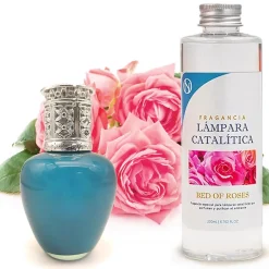 Mamamanuela Lampe catalytique Aqua Marina + Parfum Bed of Roses 500 ml - Élimine les mauvaises odeurs, parfume et améliore la qualité de l'air New