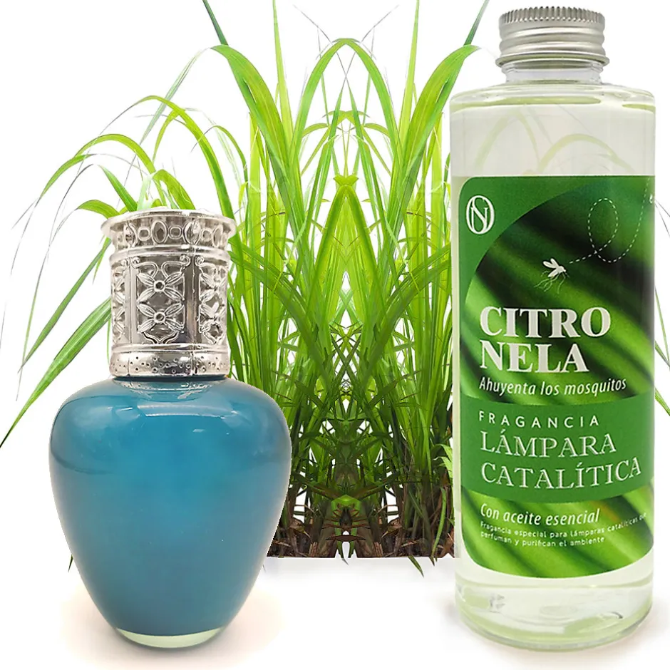 Mamamanuela Lampe catalytique Aqua Marina + Parfum Citronnelle 200 ml - Élimine les mauvaises odeurs, parfume et améliore la qualité de l'air