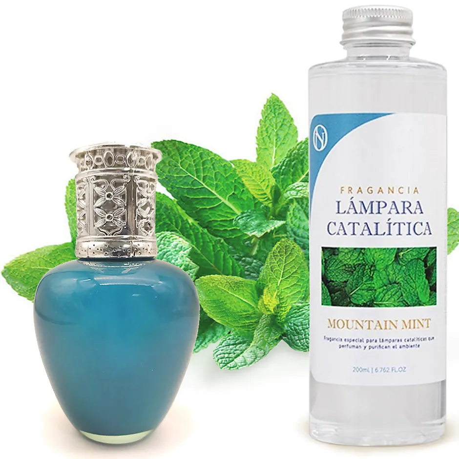 Mamamanuela Lampe catalytique Aqua Marina + Parfum Mountain Mint 200 ml - Élimine mauvaises odeurs, parfume et améliore qualité de l'air