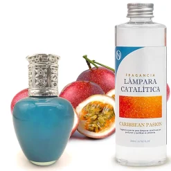 Mamamanuela Lampe catalytique Aqua Marina + Parfum Caribbean Passion 200 ml - Élimine mauvaises odeurs, parfume et améliore qualité de l'air