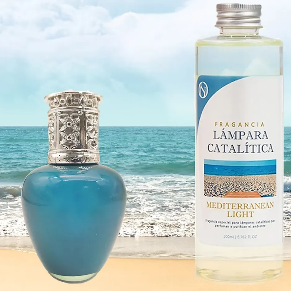 Mamamanuela Lampe catalytique Aqua Marina + Parfum Mediterranean Light 200 ml - Élimine mauvaises odeurs, parfume et améliore qualité de l'air Outlet