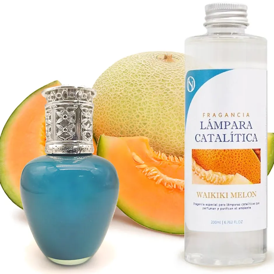 Mamamanuela Lampe catalytique Aqua Marina + Parfum Waikiki Melon 200 ml - Élimine mauvaises odeurs, parfume et améliore la qualité de l'air New