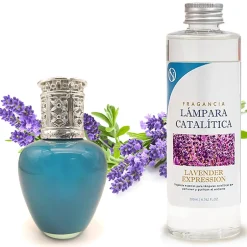 Mamamanuela Lampe catalytique Aqua Marina + Parfum Lavender Expression 500 ml - Élimine mauvaises odeurs, parfume et améliore qualité de l'air