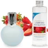 Mamamanuela Lampe catalytique Bleu Gris Mat + Arôme Wild Strawberry 200ml - Élimine mauvaises odeurs, parfume et améliore la qualité de l'air