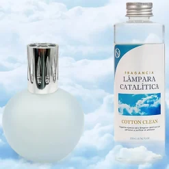 Mamamanuela Lampe catalytique Bleu Gris Mat + Parfum Cotton Clean 200 ml - Élimine mauvaises odeurs, parfume et améliore la qualité de l'air